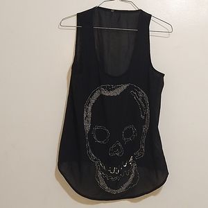 Sheer beaded skeleton tank top